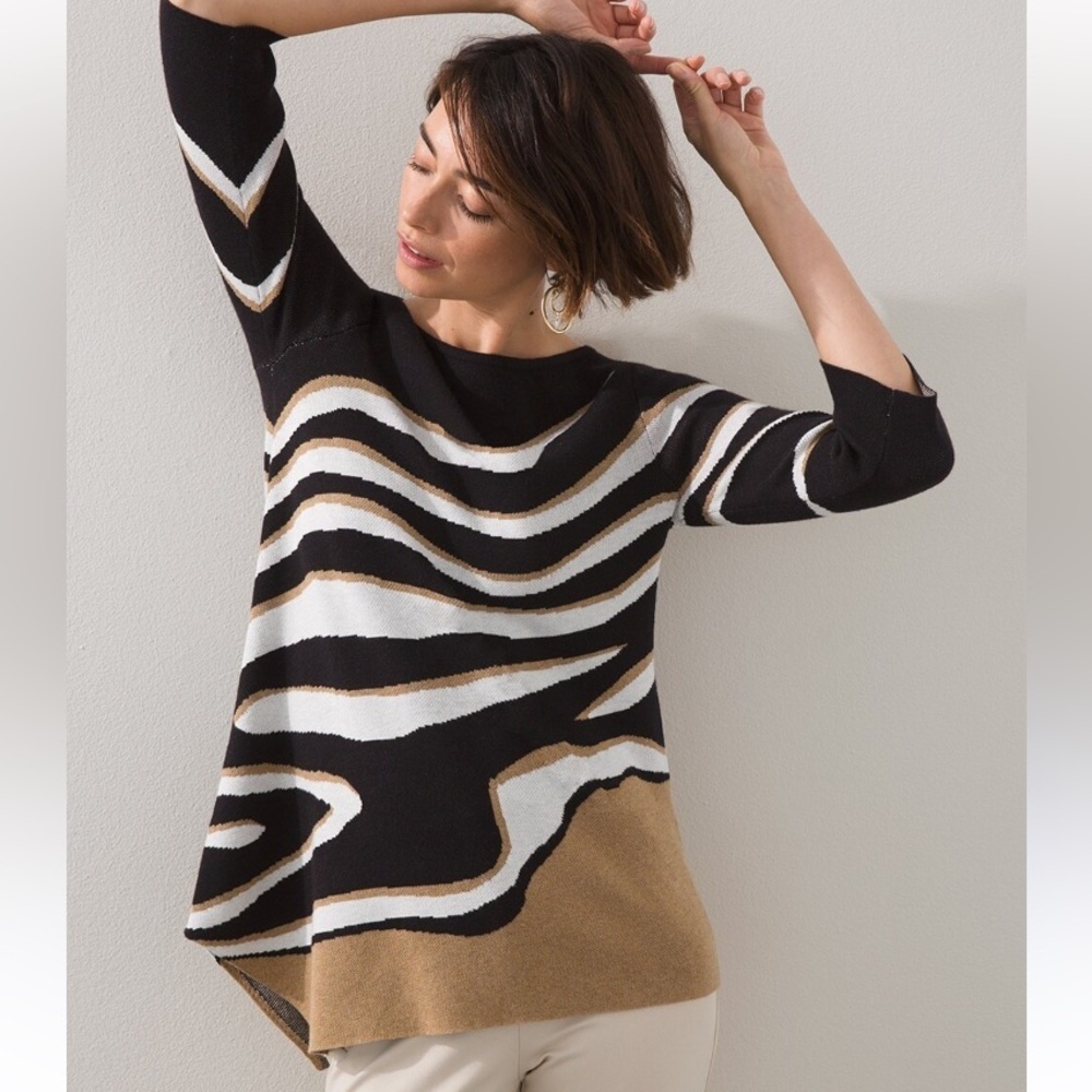 Chico’s Asymmetrical-Hem Tunic Sweater |Sz L (Size 2 in Chicos) PERFECT